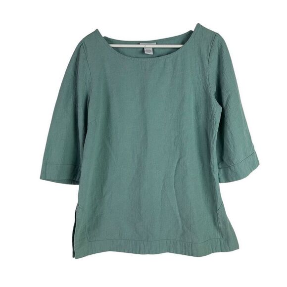 Soft Surroundings Cotton Tunic Blouse Womens Size Medium Pale Aqua - Picture 1 of 7